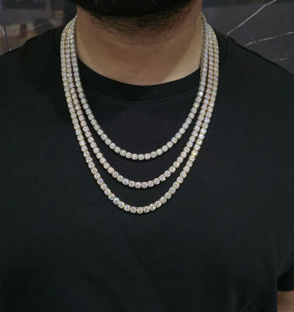 2mm–5mm VVS Moissanite Tennis Chain Necklace S925 Sterling Silver Unisex